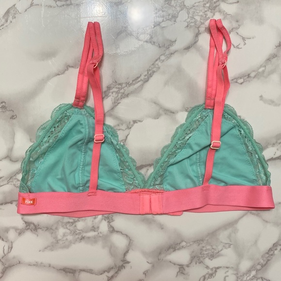 VS PINK Date Lace Bralette in Mint and Coral RARE - Picture 2 of 4